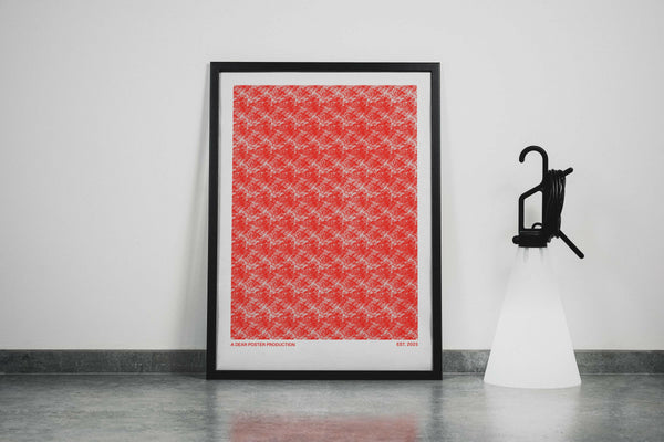 Different Red Sea minimalist Danish art poster with red pattern on enhanced matte paper. Framed poster.